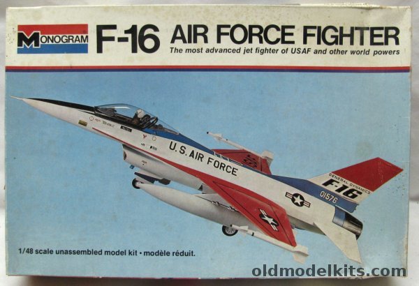 Monogram 1/48 General Dynamics F-16 Falcon With Diorama Instructions - White Box Issue, 5401 plastic model kit